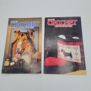 2 Vintage Annie's Crochet Newsletter Booklets Front Page Dog Patterns #53 #48